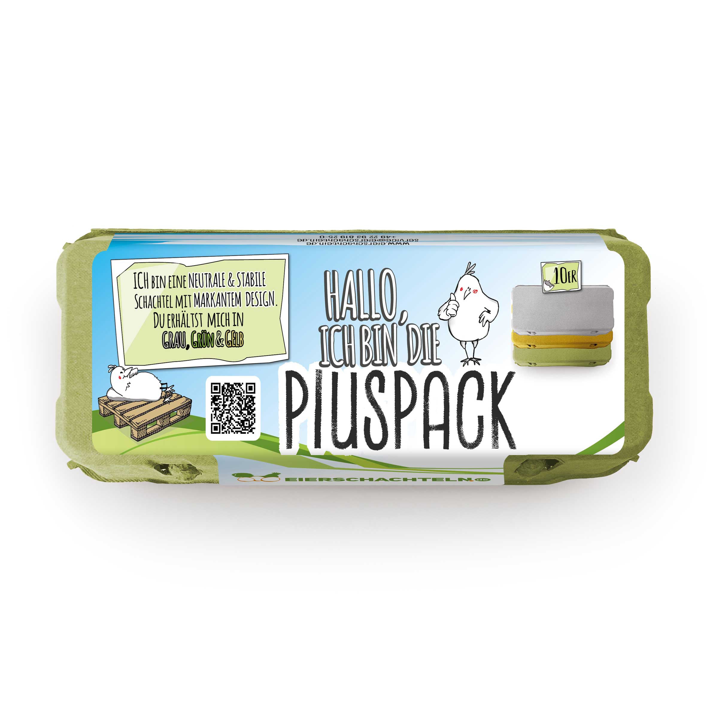 Plus Pack 10er Eierschachteln mit deinem Etikett, grün