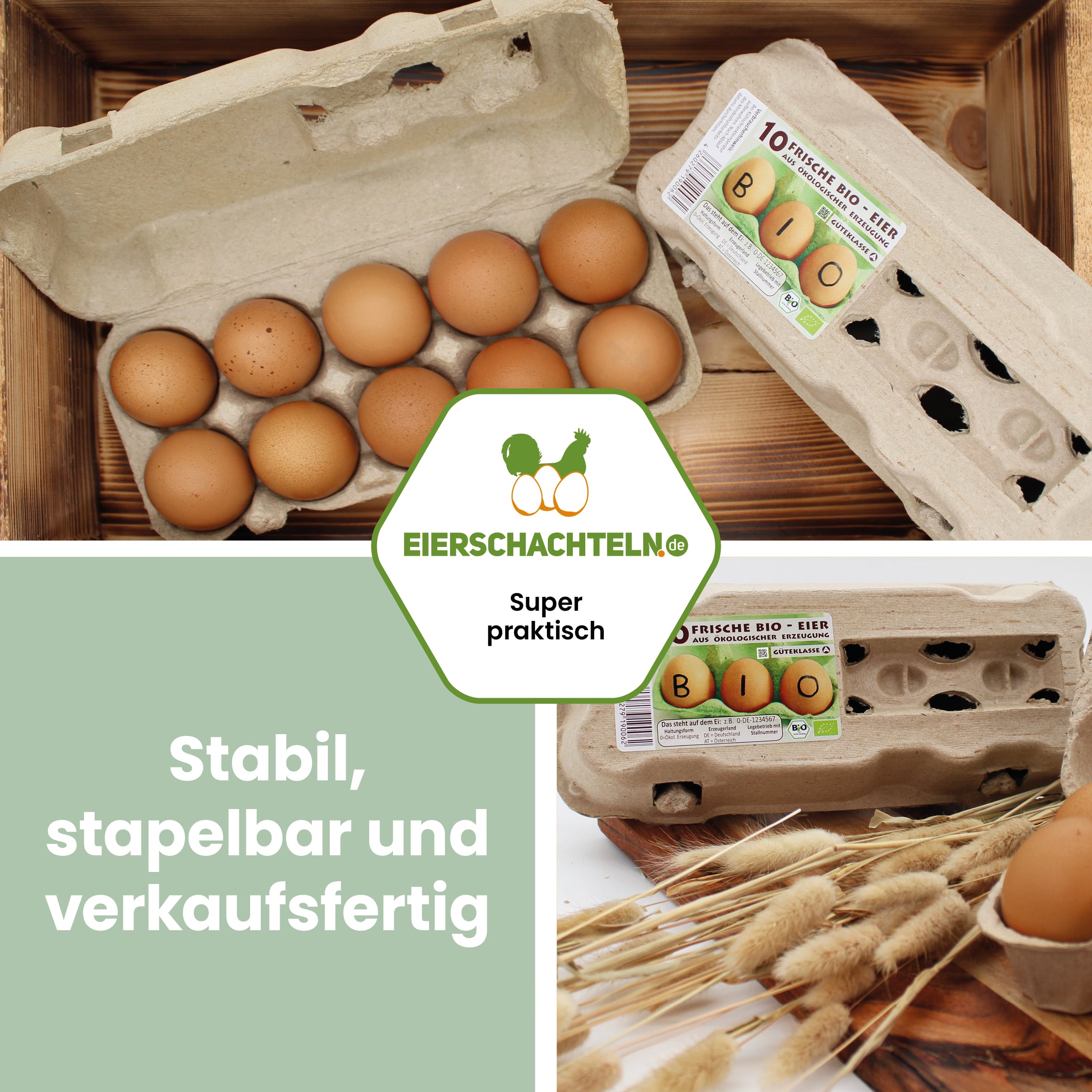 5440 Stück (Palette) TopView 10er Eierschachteln mit Bio-Etikett