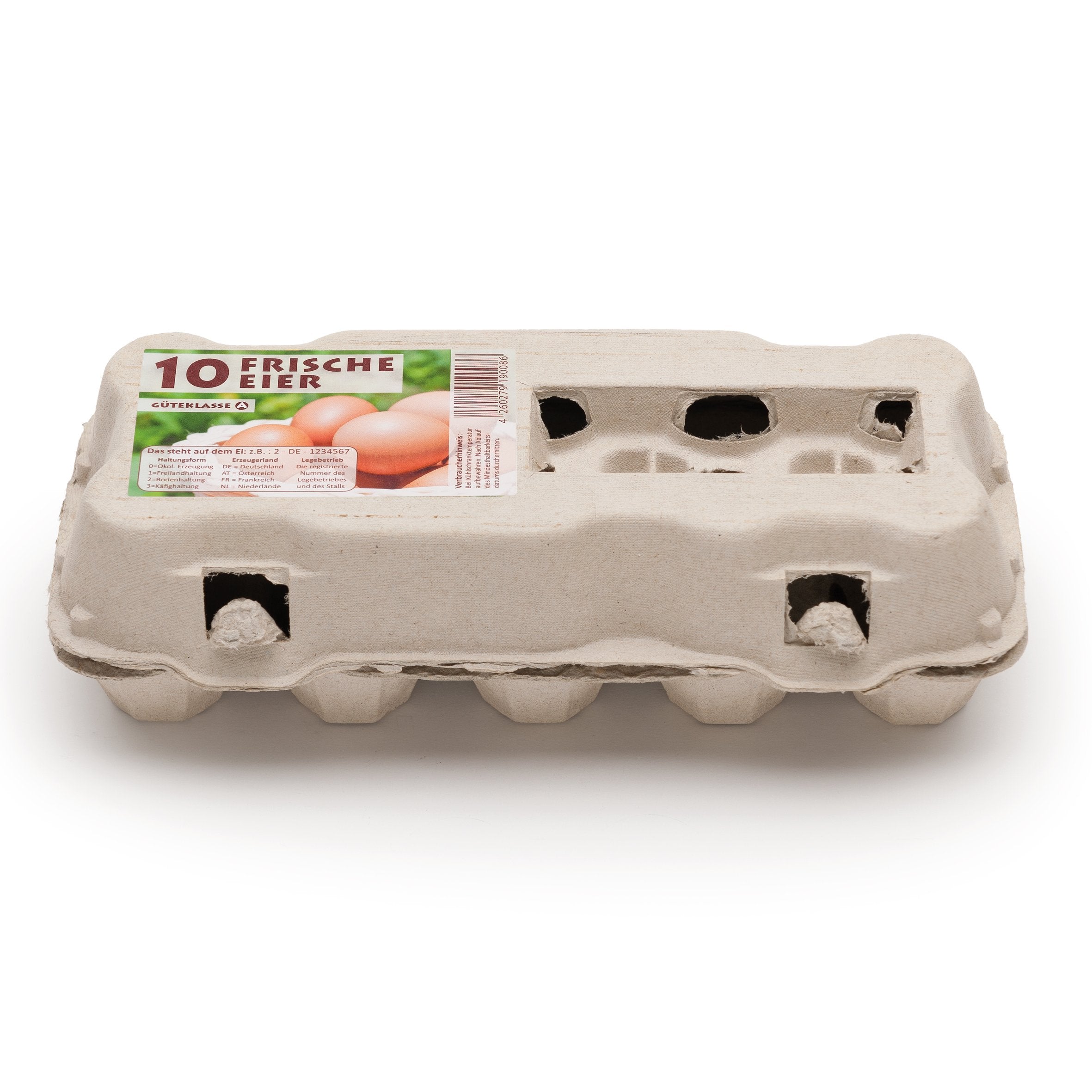 10er TopView Eierschachtel mit „Frische Eier“