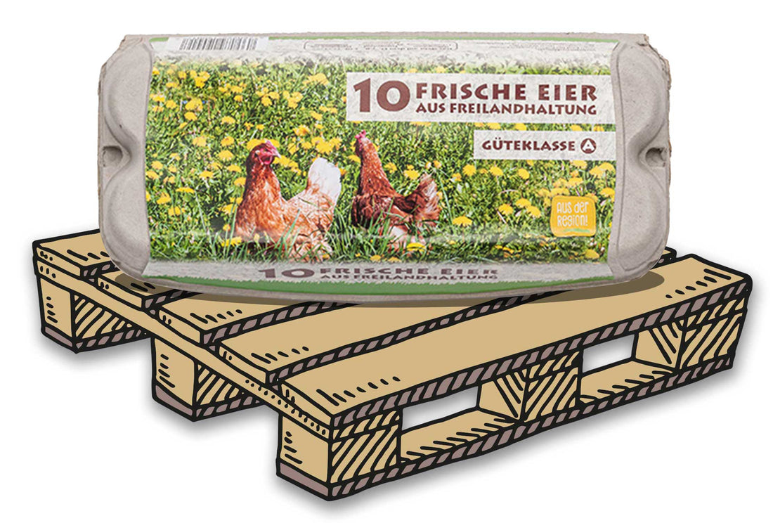 3640 Stück (Palette) 10er ComPac Eierschachteln mit Freiland-Etikett – verkaufsfertig &amp; stabil