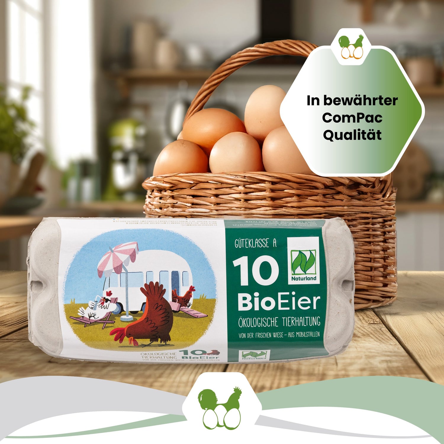 10er ComPac Mobilstalletikett Naturland witziges Motiv "In bewährter ComPac Qualität"