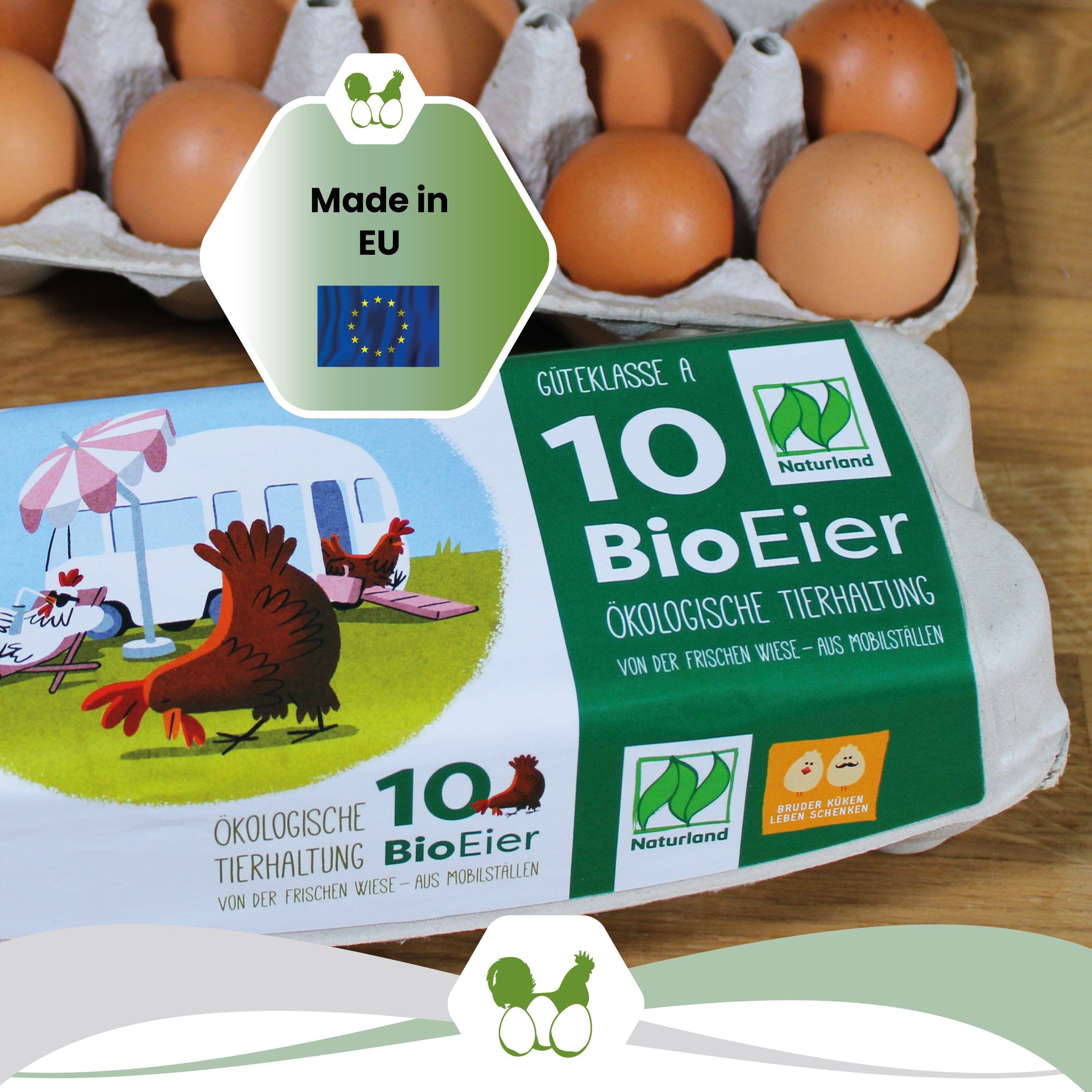 10er ComPac Mobilstalletikett Naturland witziges Motiv "Made in EU"