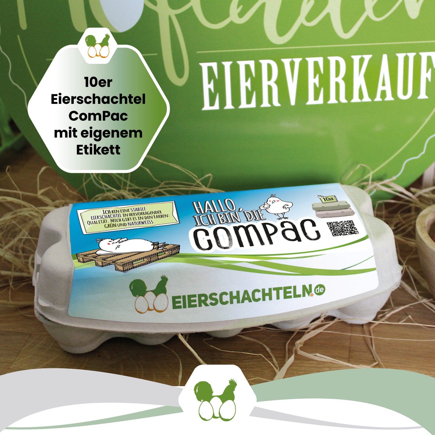10er ComPac Eierschachteln 3760 Stück (Palette) – dein Etikett, gratis Etikettengestaltung