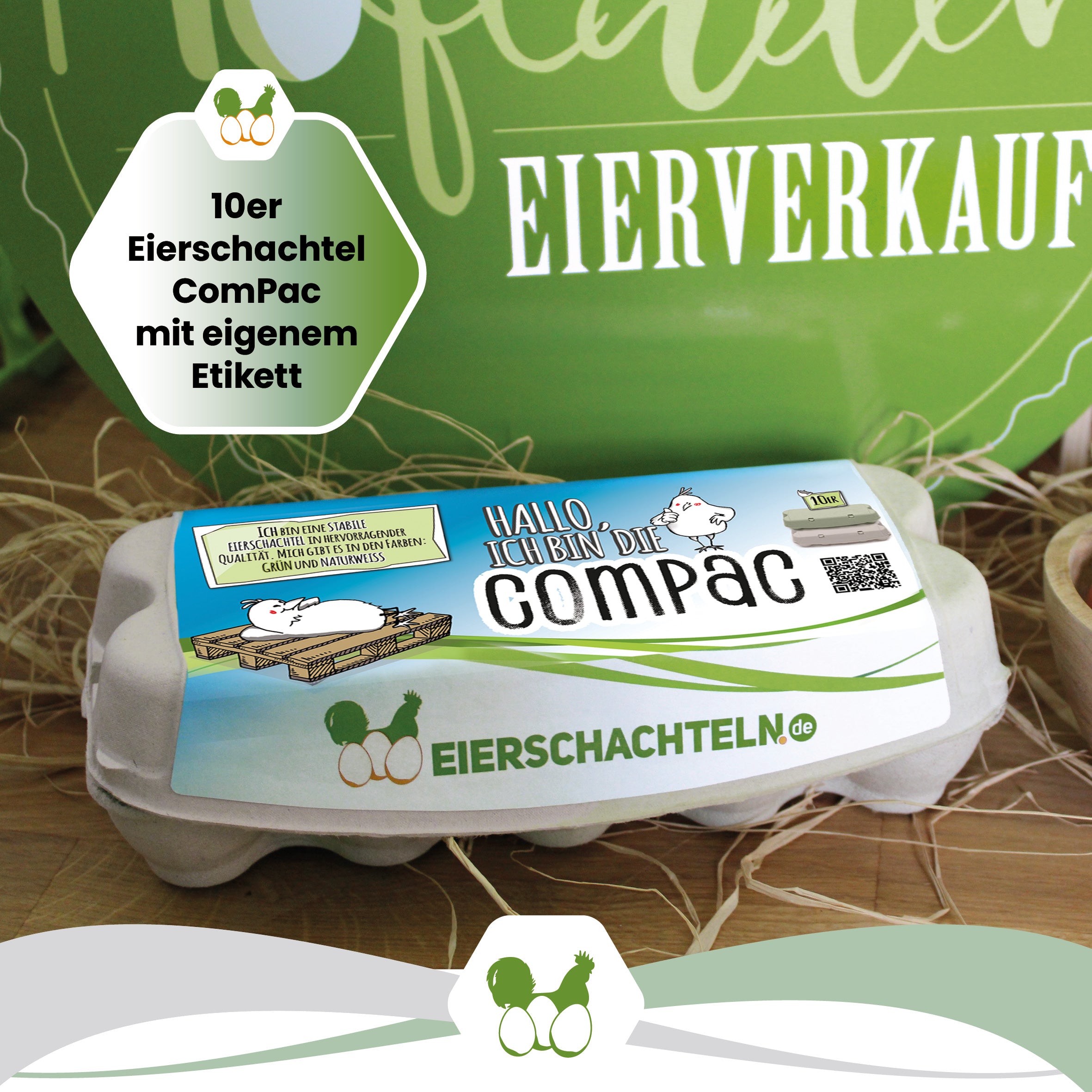 10er ComPac Eierschachteln 3760 Stück (Palette) – dein Etikett, gratis Etikettengestaltung