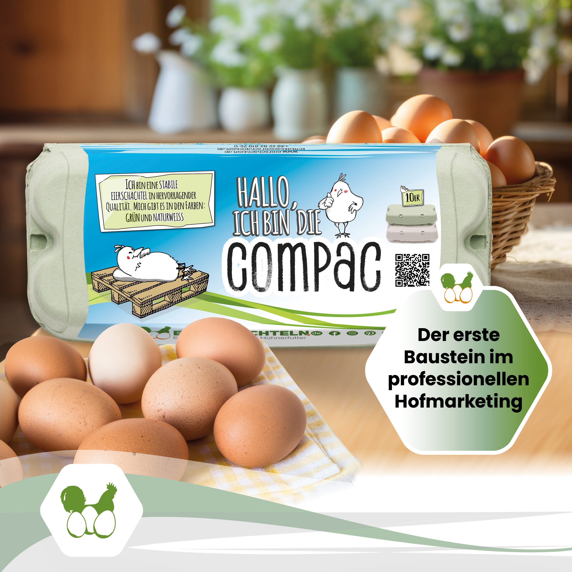 10er ComPac Eierschachteln 3760 Stück (Palette) – dein Etikett, gratis Etikettengestaltung