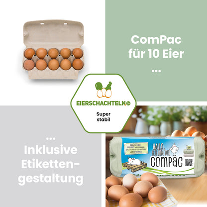 10er ComPac Eierschachteln 3760 Stück (Palette) – dein Etikett, gratis Etikettengestaltung