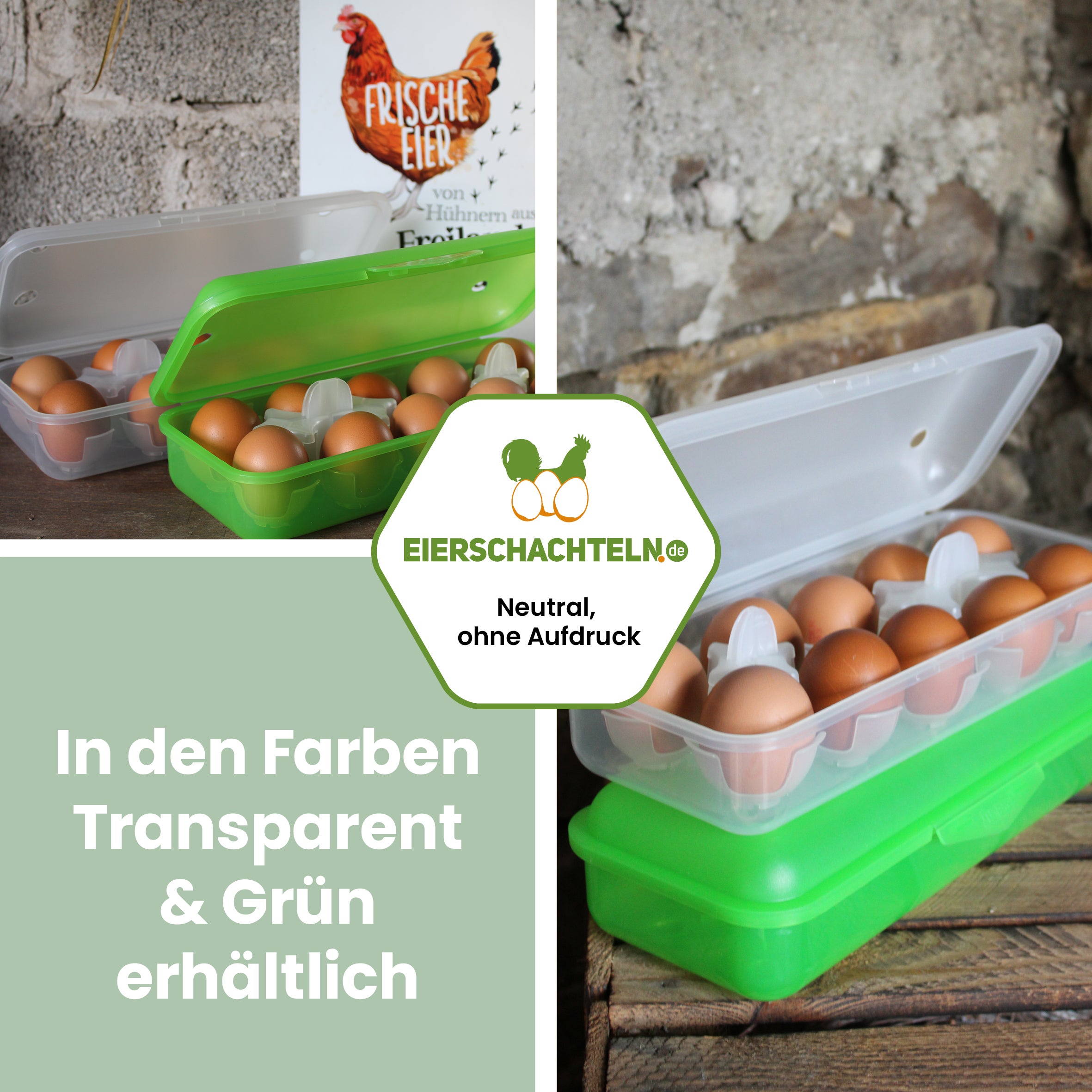 10er Meibox neutral, ohne Aufdruck "In den Farben transparent und grün erhältlich" 