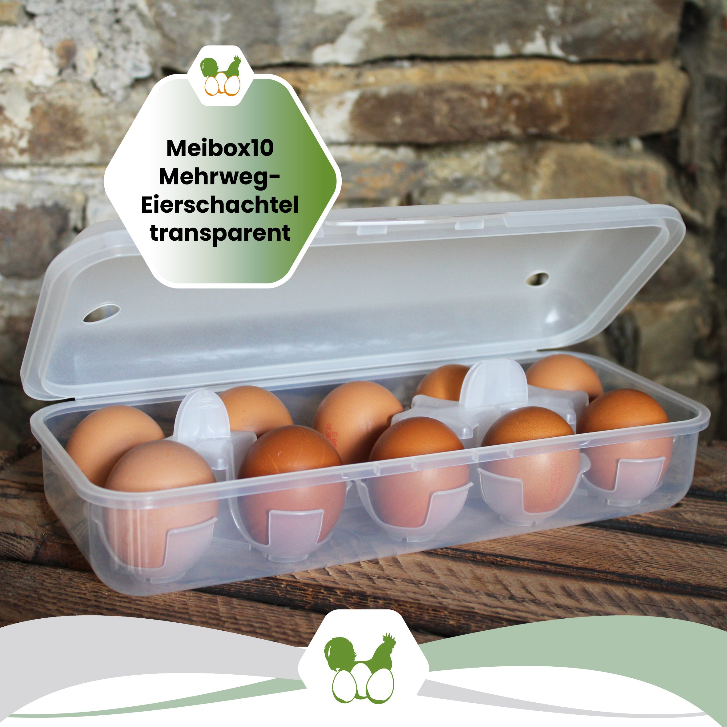 10er Meibox, transparent "Meibox10 Mehrweg-Eierschachtel transparent" 