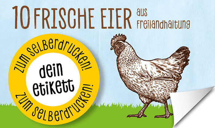 Etiketten zum Selberdrucken für 10er Eierschachteln mit Sichtfenster