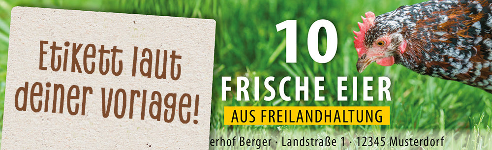 10er Eierschachtel-Etiketten laut deiner Druckvorlage, Etikett