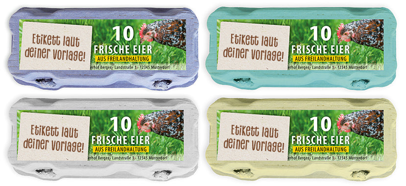 10er Eierschachtel-Etiketten laut deiner Druckvorlage, auf 4 Schachteln