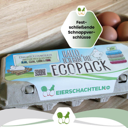 EcoPack 10er mit eigenem Etikett, grau "Festschließende Schnappverschlüsse" 