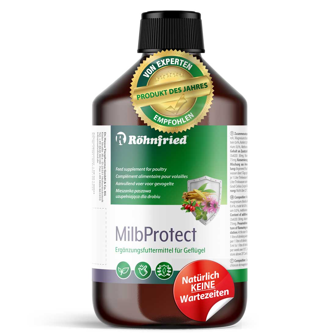MilbProtect – wasserlösliches Stärkungsmittel für Geflügel 500 ml "Natürlich keine Wartezeiten" 