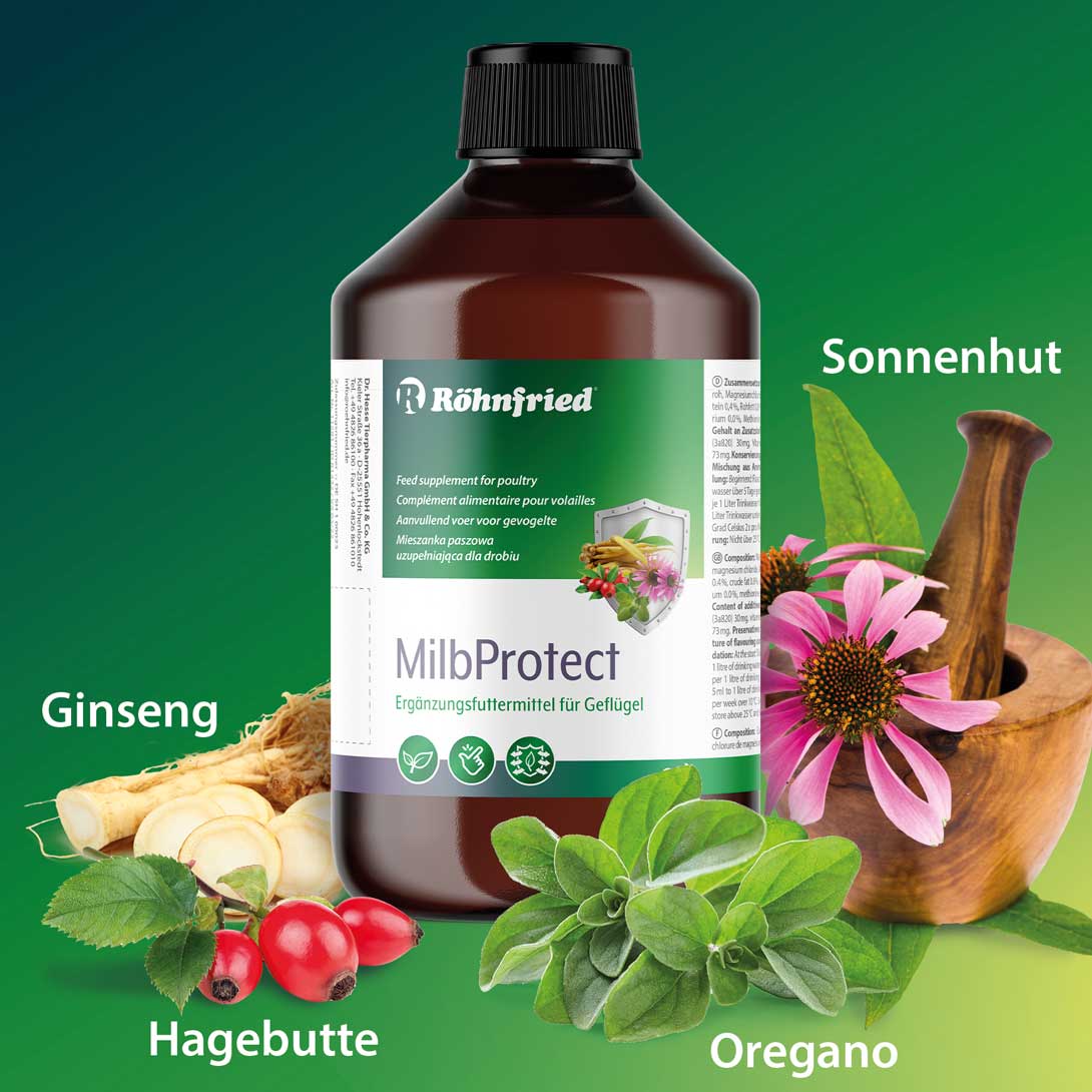 MilbProtect Inhaltsstoffe: "Sonnenhut, Ginseng, Hagebutte, Oregano"