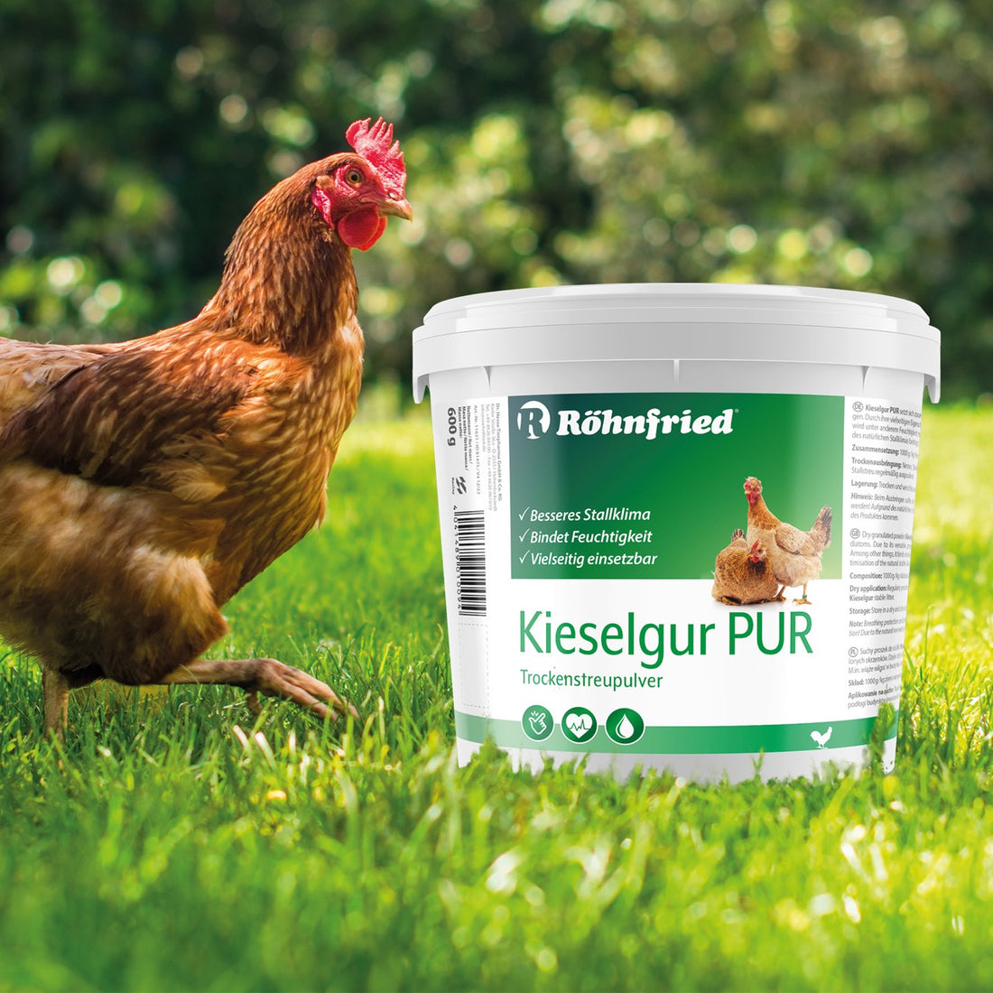 Röhnfried Kieselgur PUR - Kieselgurpulver zur Anwendung im Hühnerstall