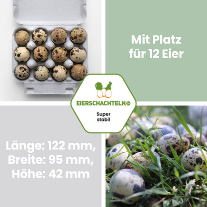 12er Wachteleierschachteln aus Pappe "Mit Platz für 12 Eier Länge: 122mm, Breite: 95 mm, Höhe: 42 mm"