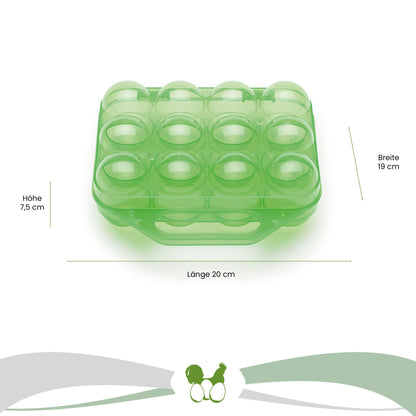 12er Mehrweg Kunststoff Eierbox Maße: "Breite 19 cm x Länge 20 cm x Höhe 7,5 cm" 