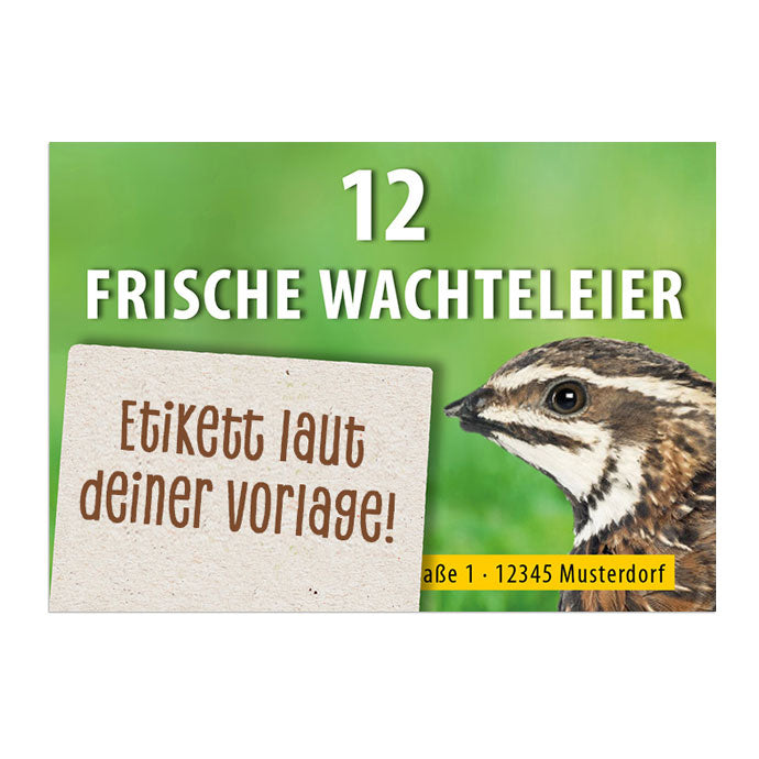 12er Wachtel-Eierschachtel-Etiketten laut deiner Druckvorlage