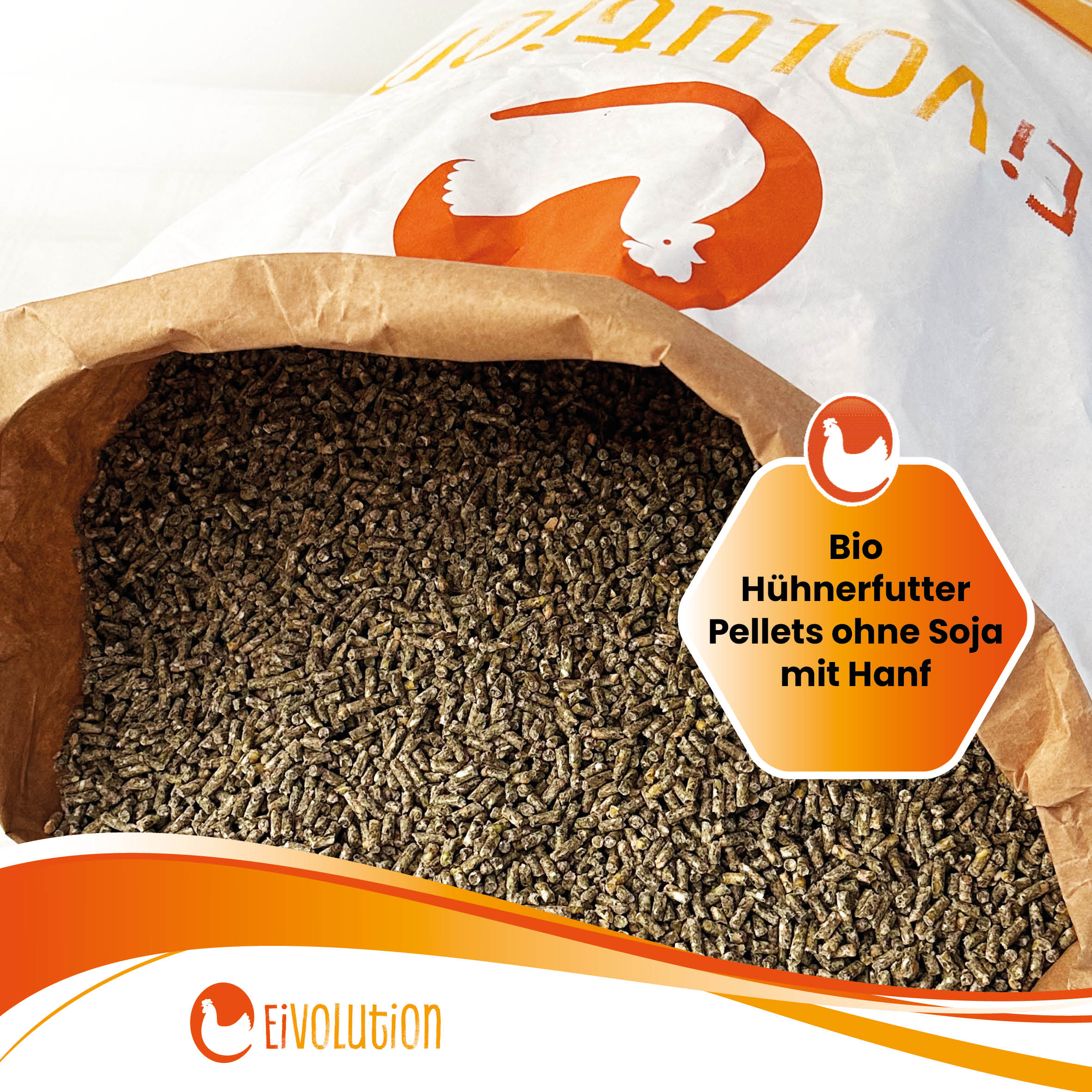Bio Hühnerfutter Pellets ohne Soja mit Hanf