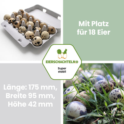18er Wachteleierverpackung "Mit Platz für 18 Eier Länge: 175 mm, Breite: 95 mm, Höhe 42 mm"
