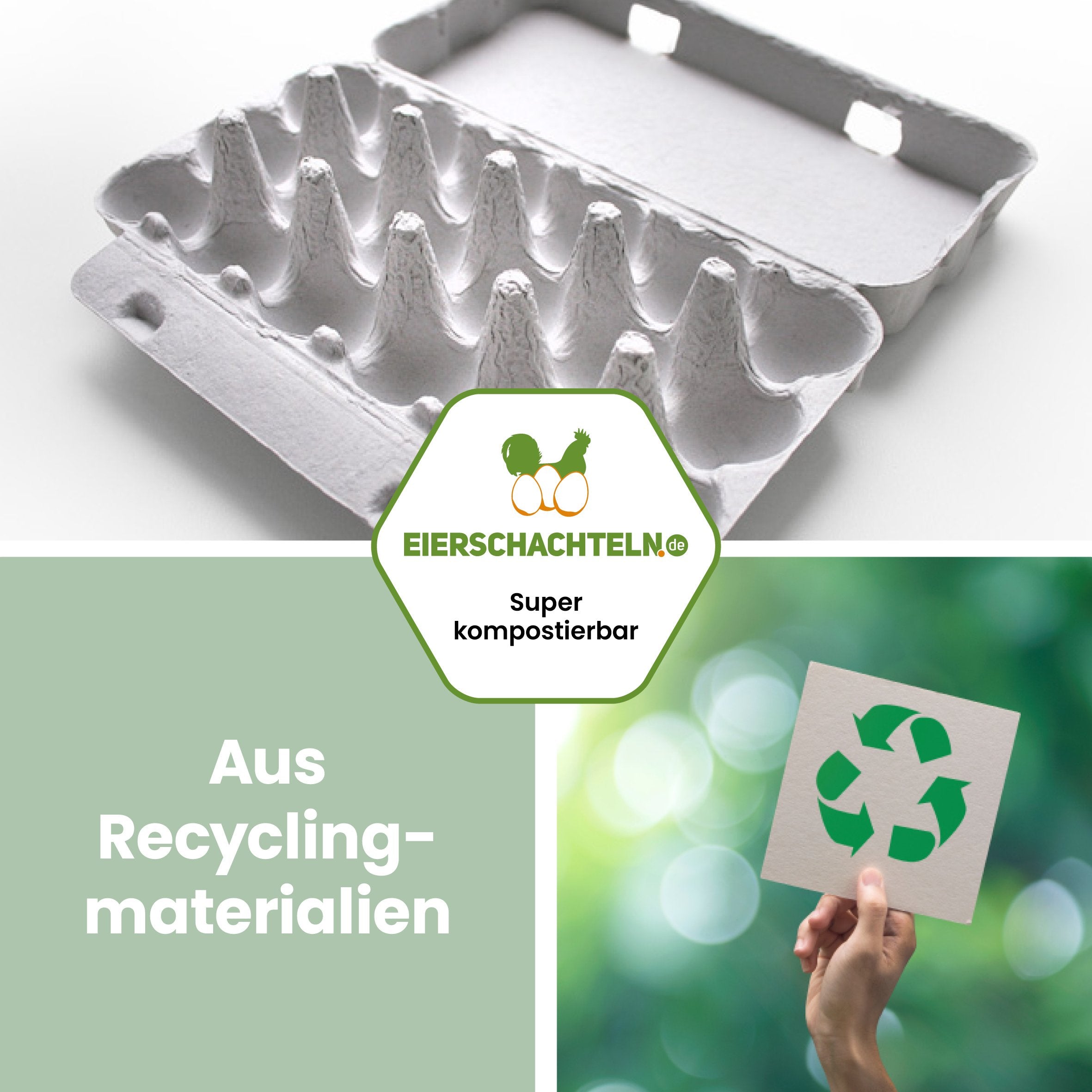 18er Wachteleierverpackung "Aus Recyclingmaterialien"