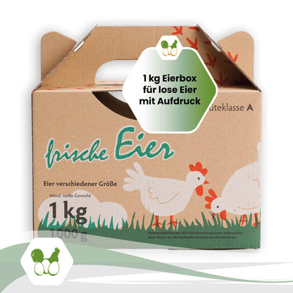 1 kg Eierbox mit Aufdruck "1 kg Eierbox für lose Eier mit Aufdruck" 