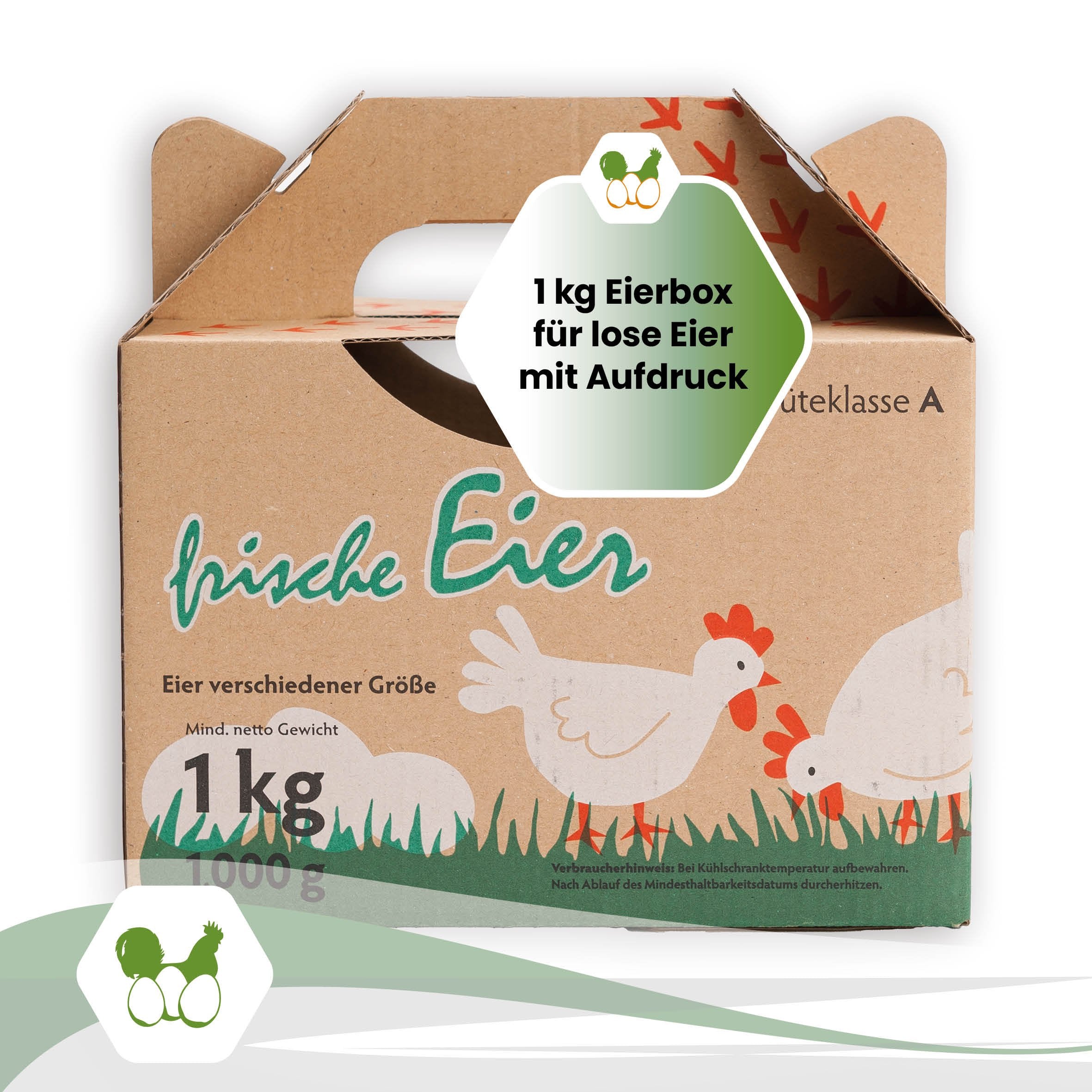 1 kg Eierbox mit Aufdruck "1 kg Eierbox für lose Eier mit Aufdruck" 