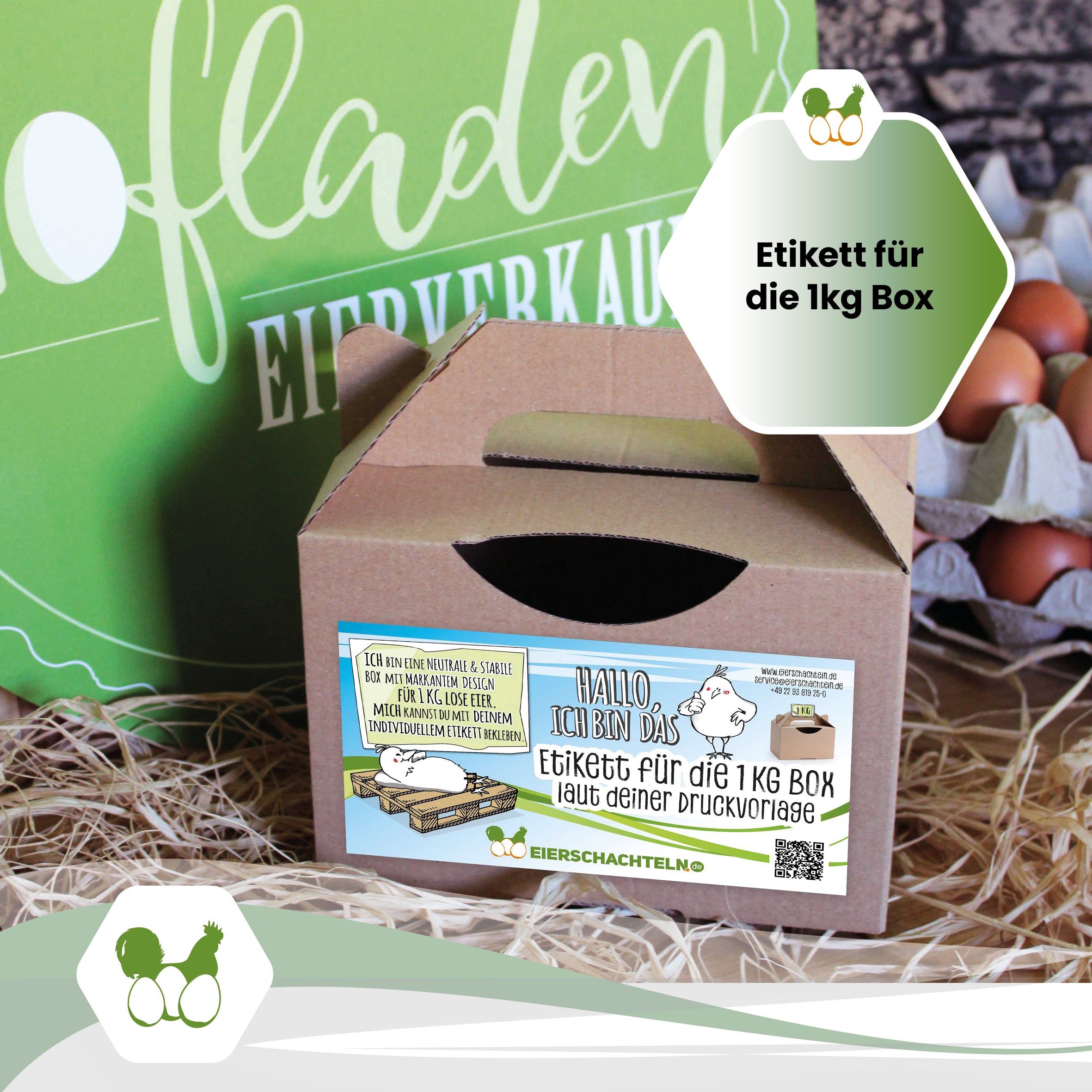 Etiketten für 1 kg Eierbox laut deiner Druckvorlage