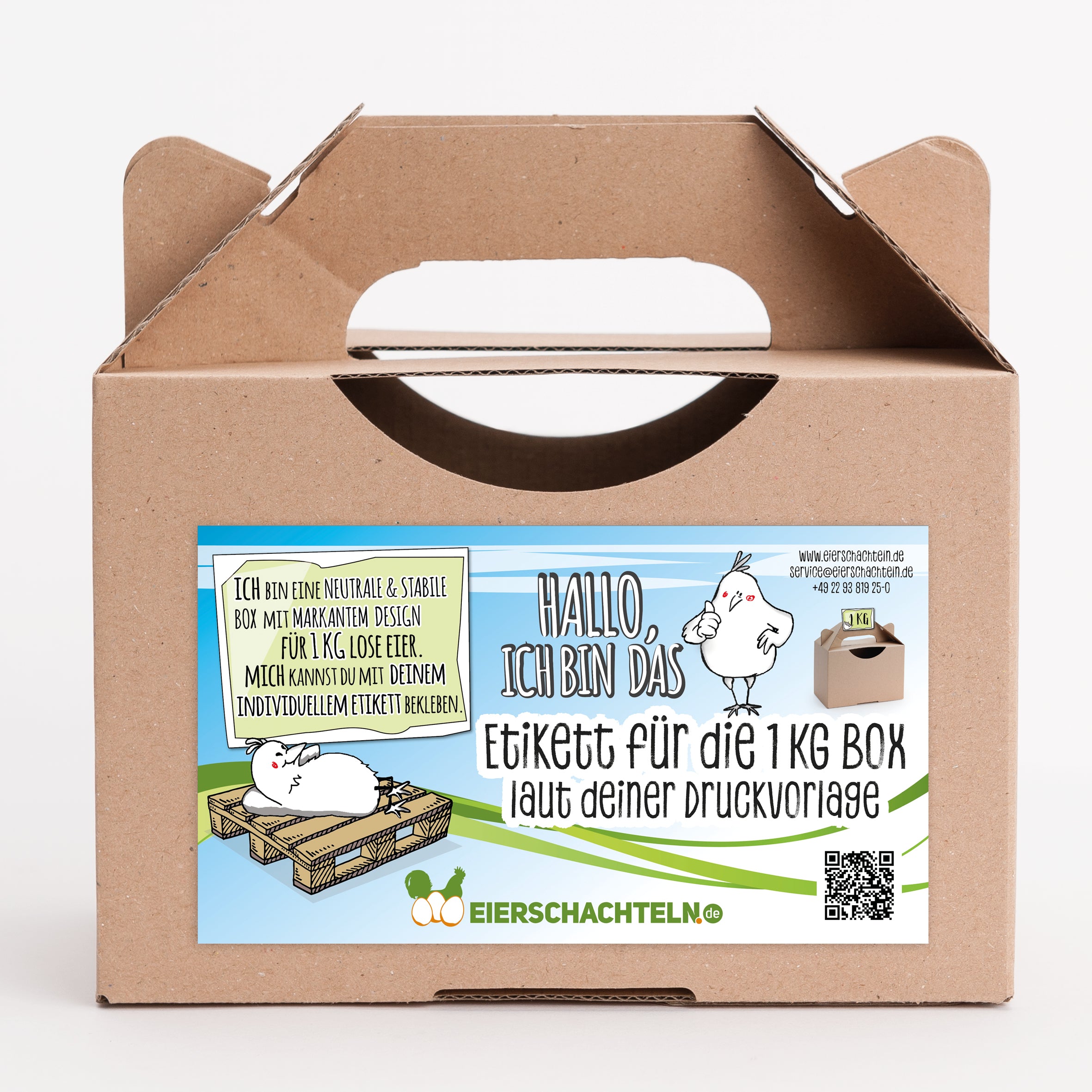 Etikette für 1 kg Eierbox laut deiner Druckvorlage