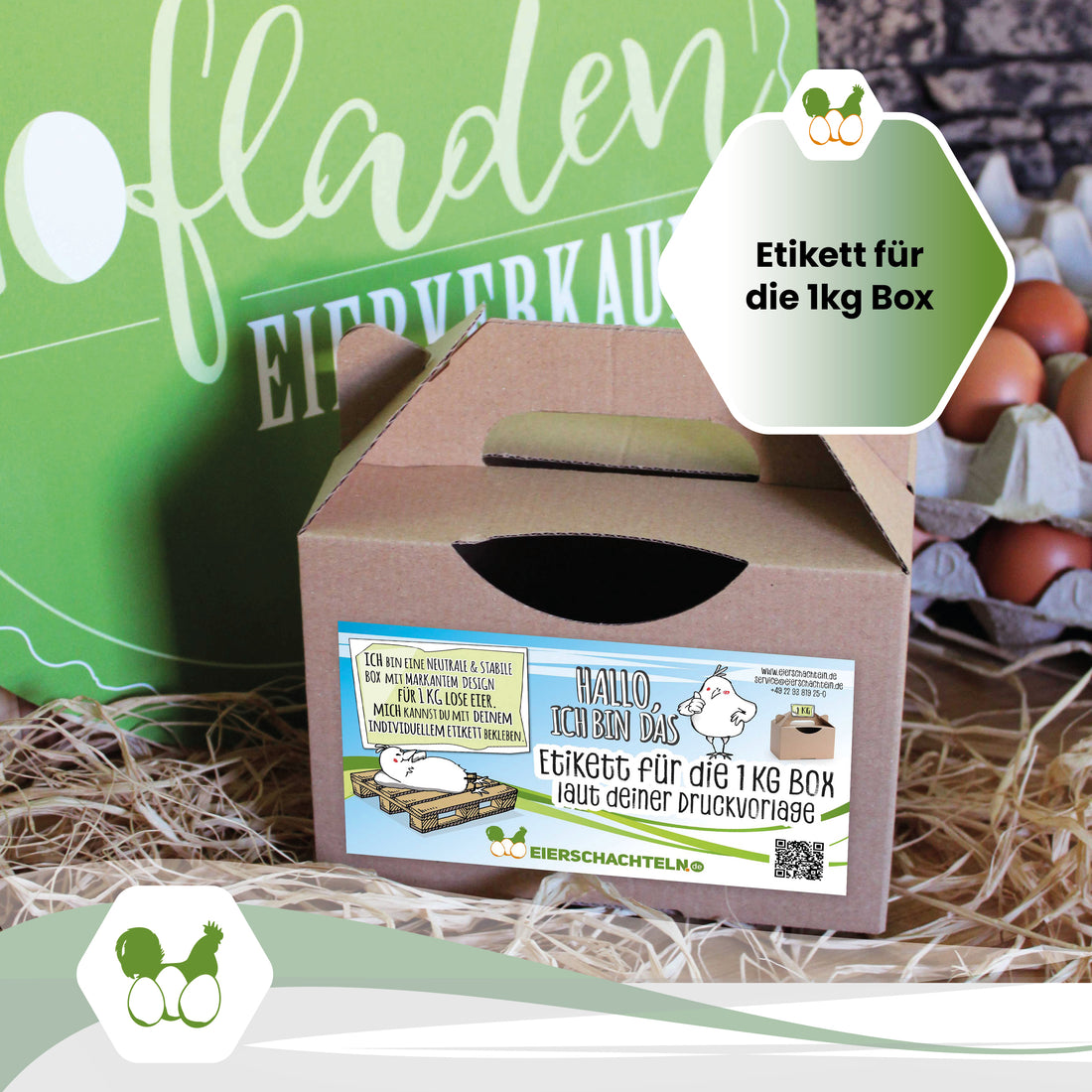 Etiketten für 1 kg Eierbox "Etikett für die 1kg Box"