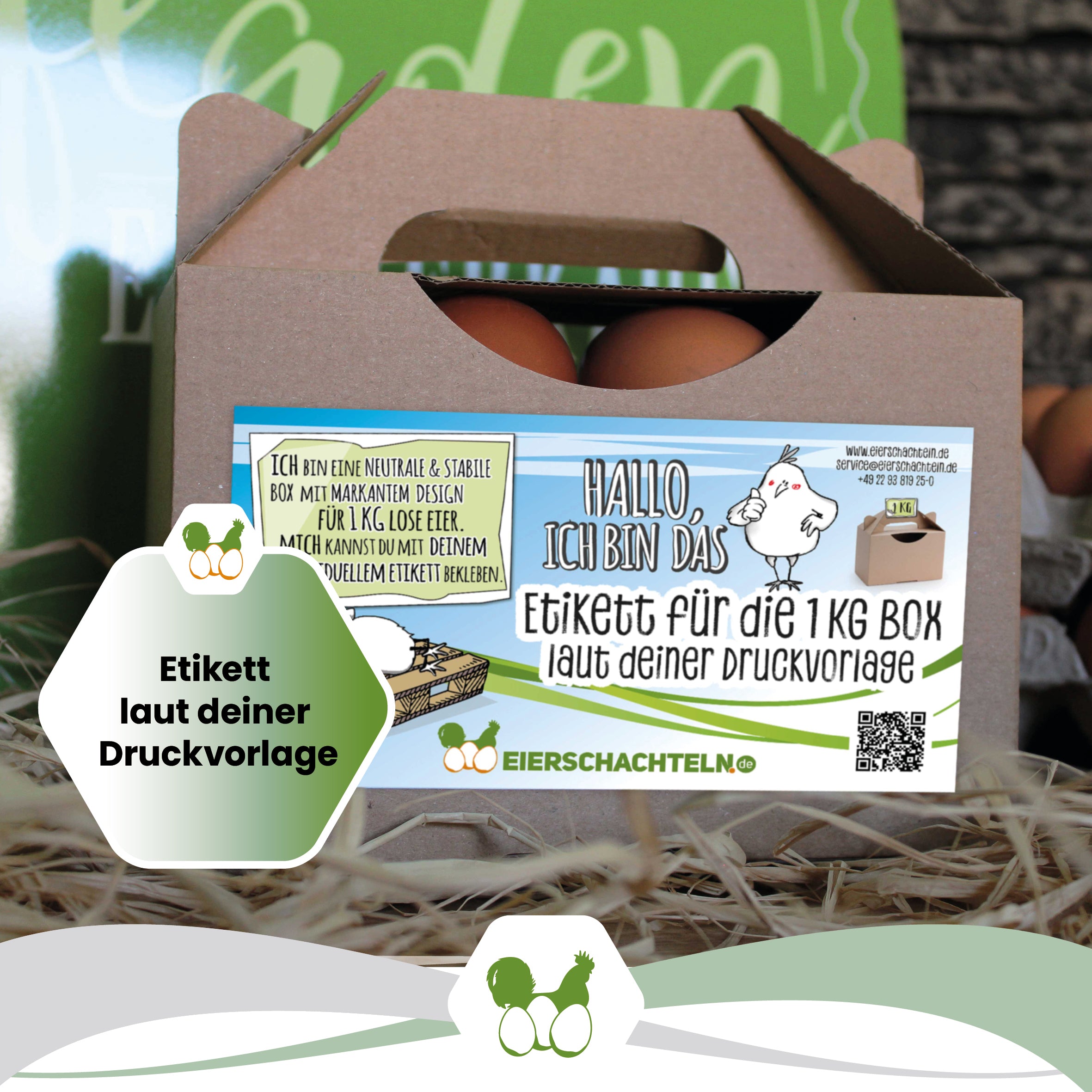Etiketten für 1 kg Eierbox "Etikett laut deiner Druckvorlage"