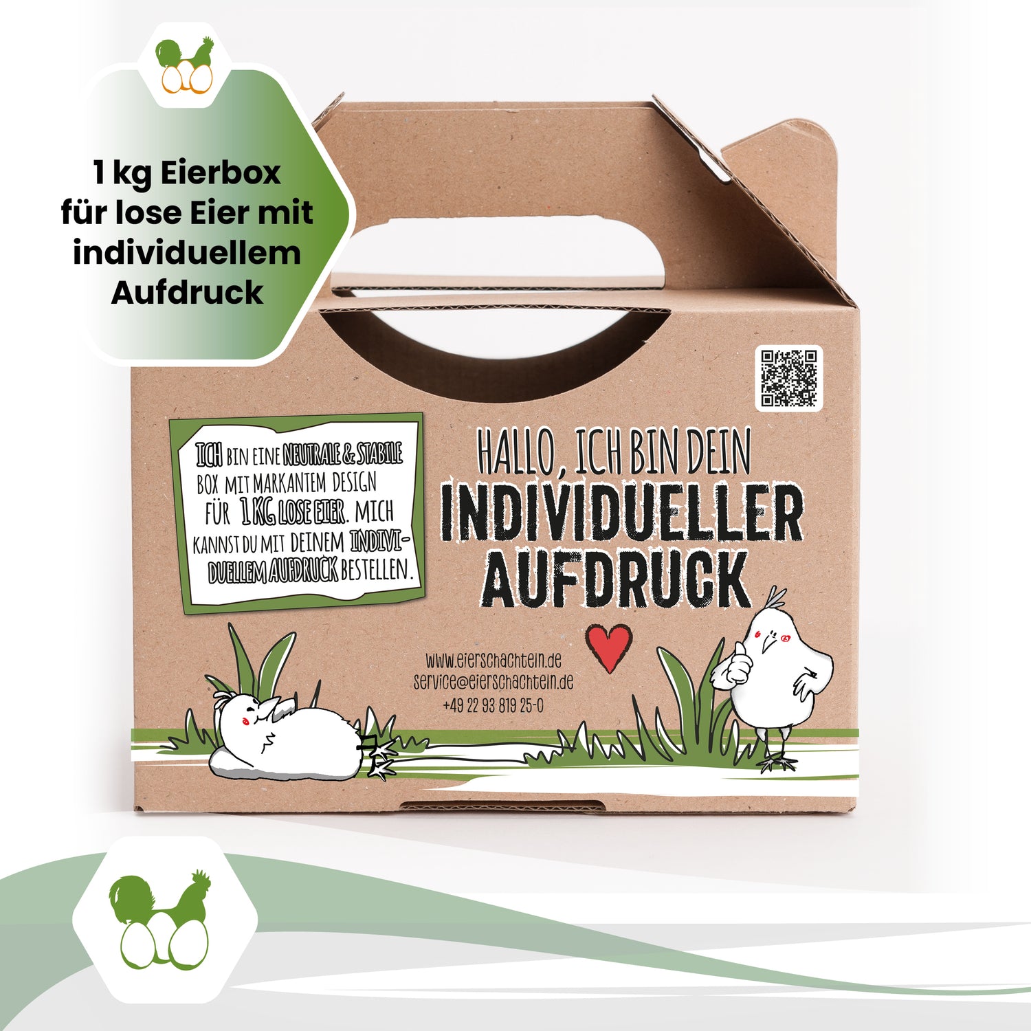 Individuell bedruckte 1-kg-Boxen – 9520 Stück für Junghenneneier &amp; mehr