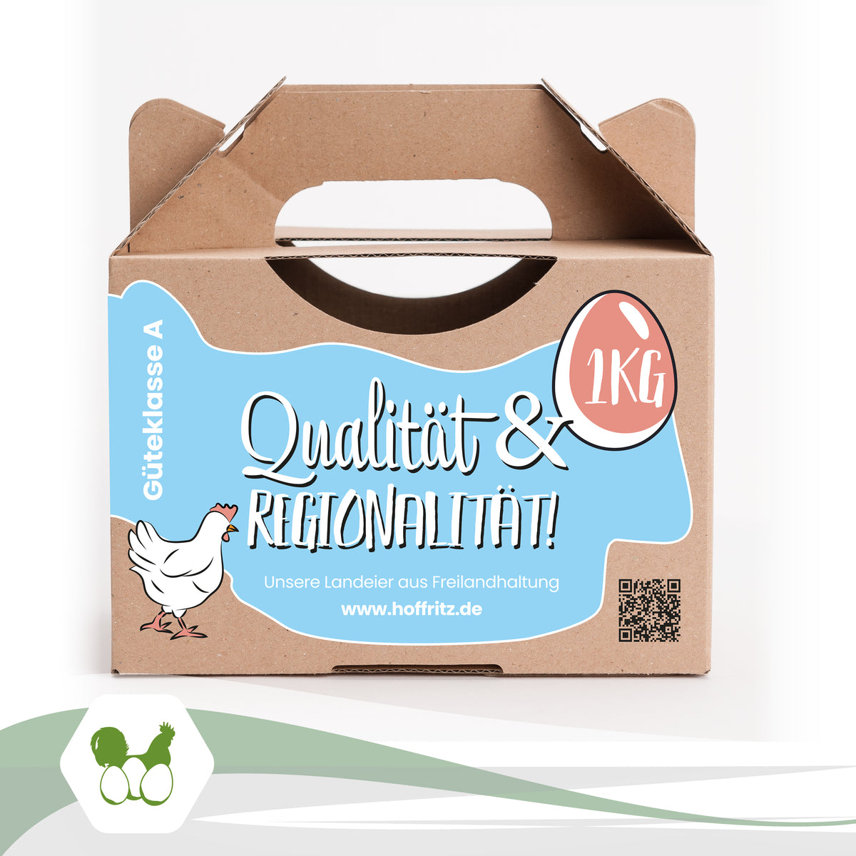Individuell bedruckte 1-kg-Boxen – ca. 9520 Stück für Junghenneneier &amp; mehr