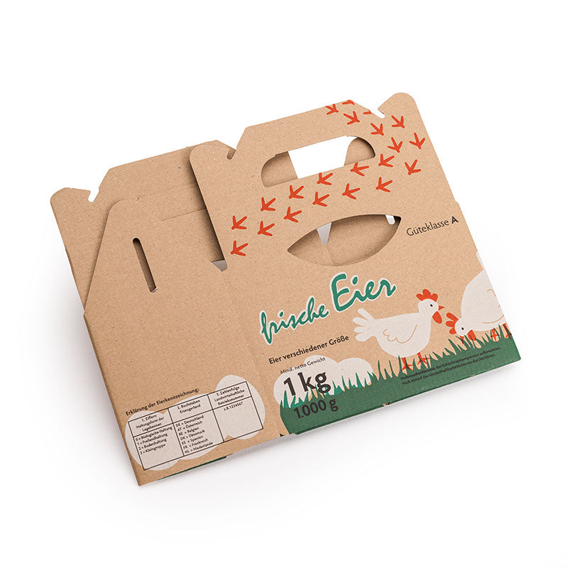1 kg Eierbox mit Aufdruck nicht gefaltet  