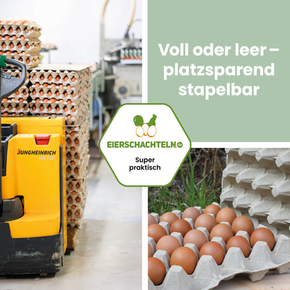 20er Eierpappen, Höckerlagen XL, grau "Voll oder leer platzsparend stapelbar" 