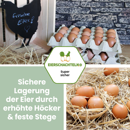 20er Eierpappen, Höckerlagen XL, grau "Sichere Lagerung der Eier durch erhöhte Höcker &amp; feste Stege"