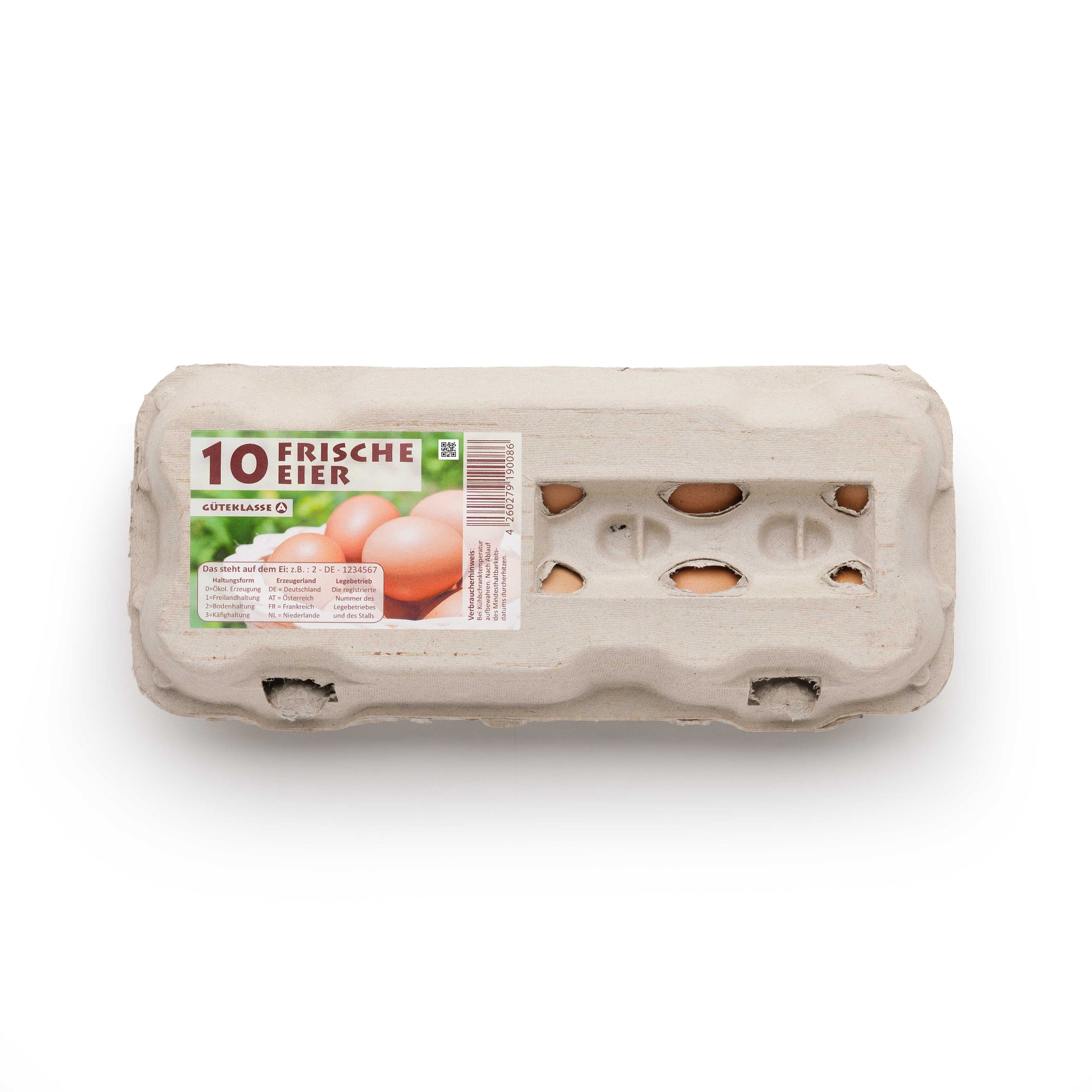 1 Stück 10er TopView Eierschachtel mit „Frische Eier“
