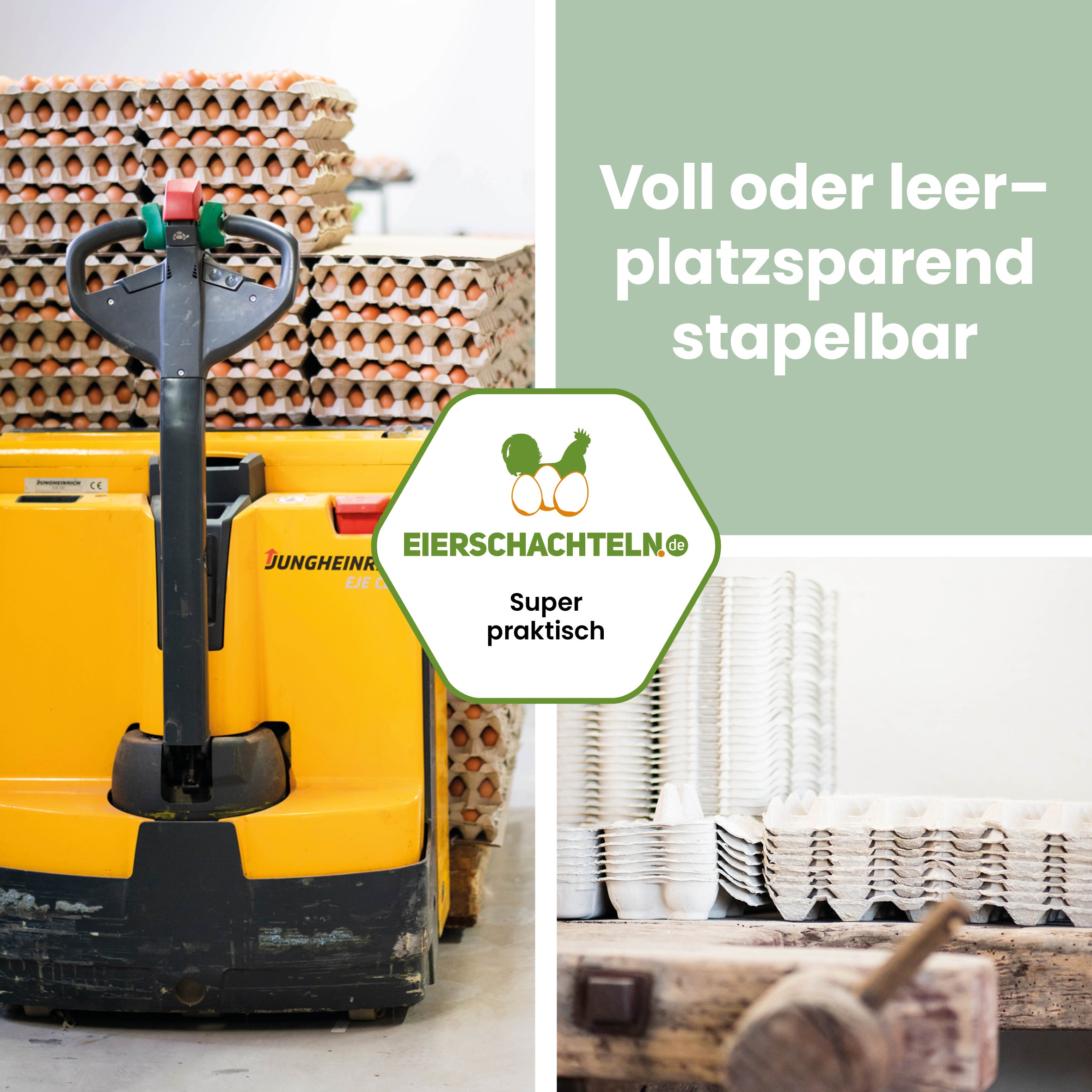 30er Eierpappen "Voll oder leer platzsparend stapelbar"