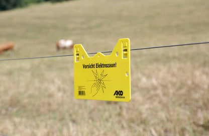 Warnschild „Vorsicht Elektrozaun“ für elektrifizierbare Geflügelnetze