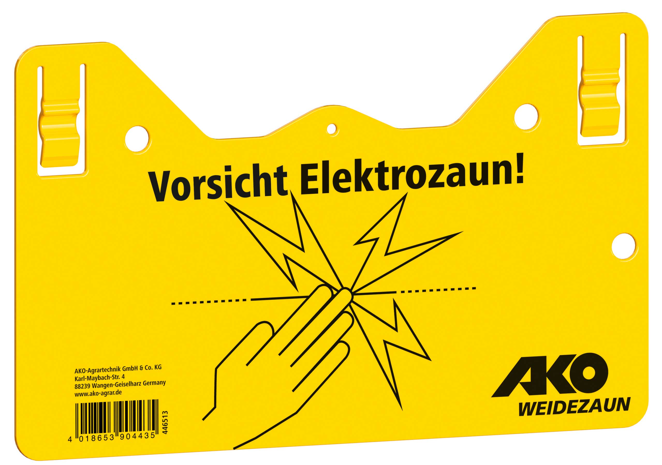 Warnschild „Vorsicht Elektrozaun“ für elektrifizierbare Geflügelnetze