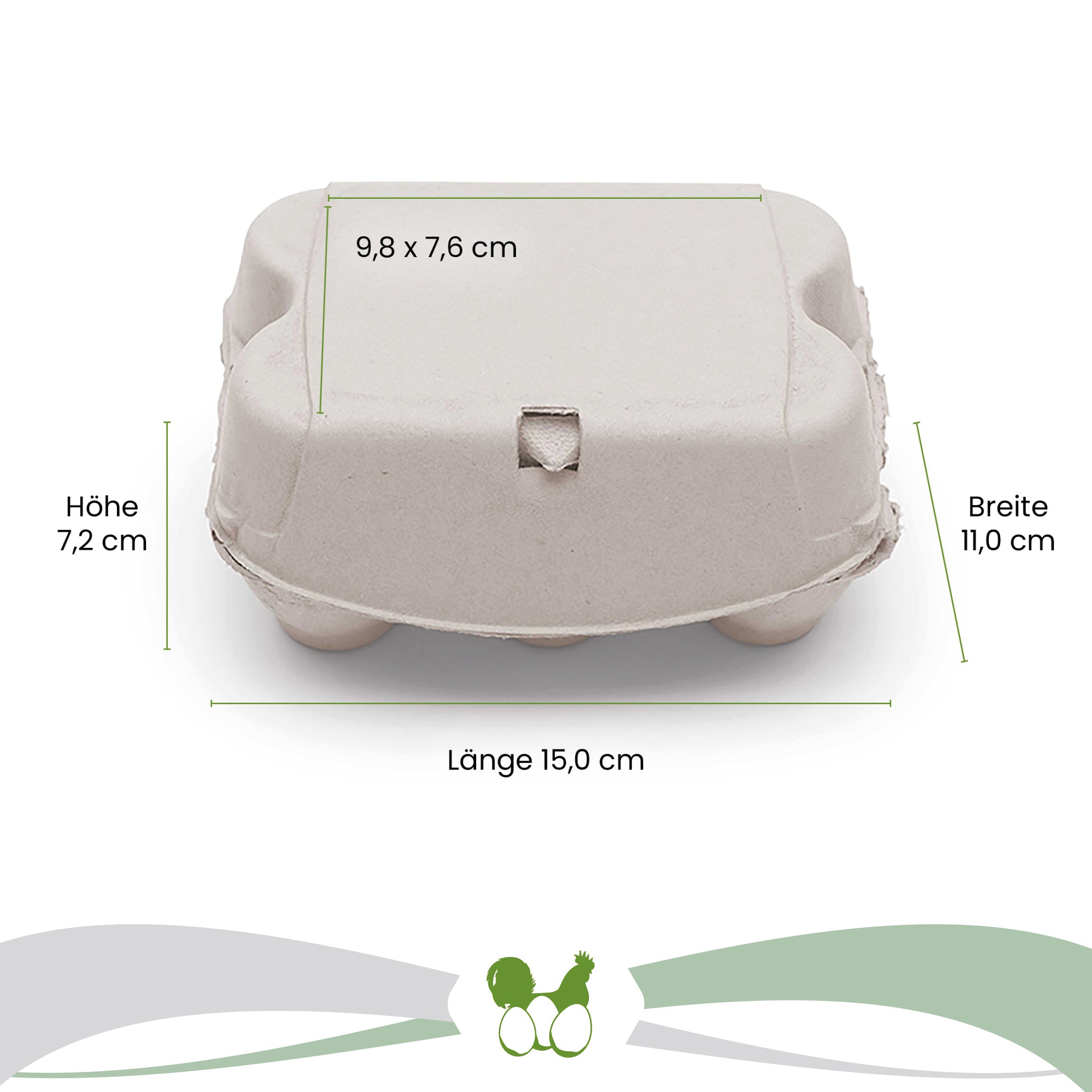 6er ComPac Naturweiß mit Innendruck Maße: "Breite 11,0 cm x Länge 15,0 cm x Höhe 7,2 cm" Deckel: "9,8 x 7,6 cm" 