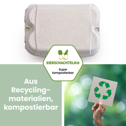 6er Eierschachteln ComPac Innendruck "Aus Recyclingmaterialien, kompostierbar"