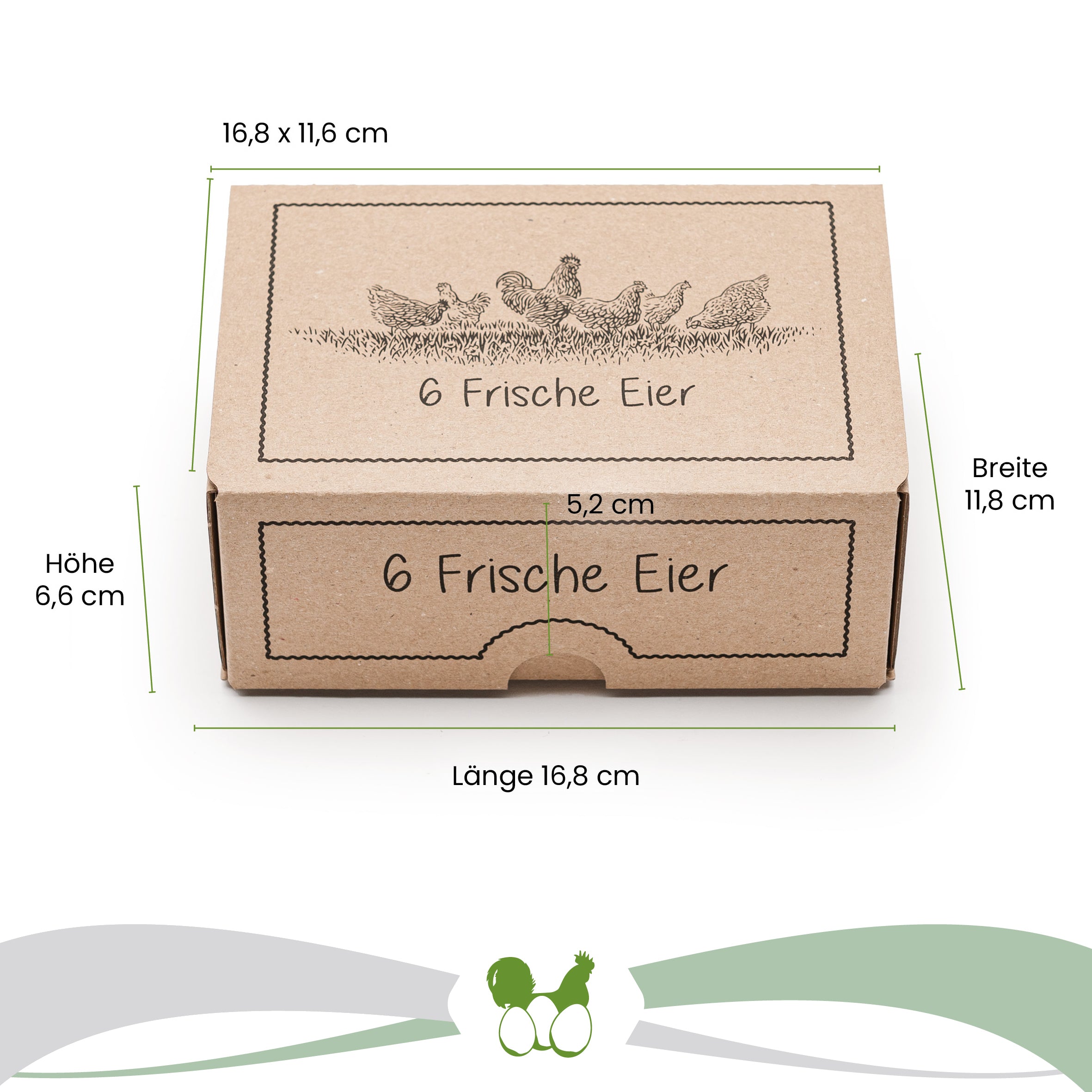 6er EckPack mit Aufdruck Maße: "Breite 11,8 cm x Länge 16,8 cm x Höhe 6,6 cm" Deckel: "16,8 x 11,6 cm" Lasche: "5,2 cm"