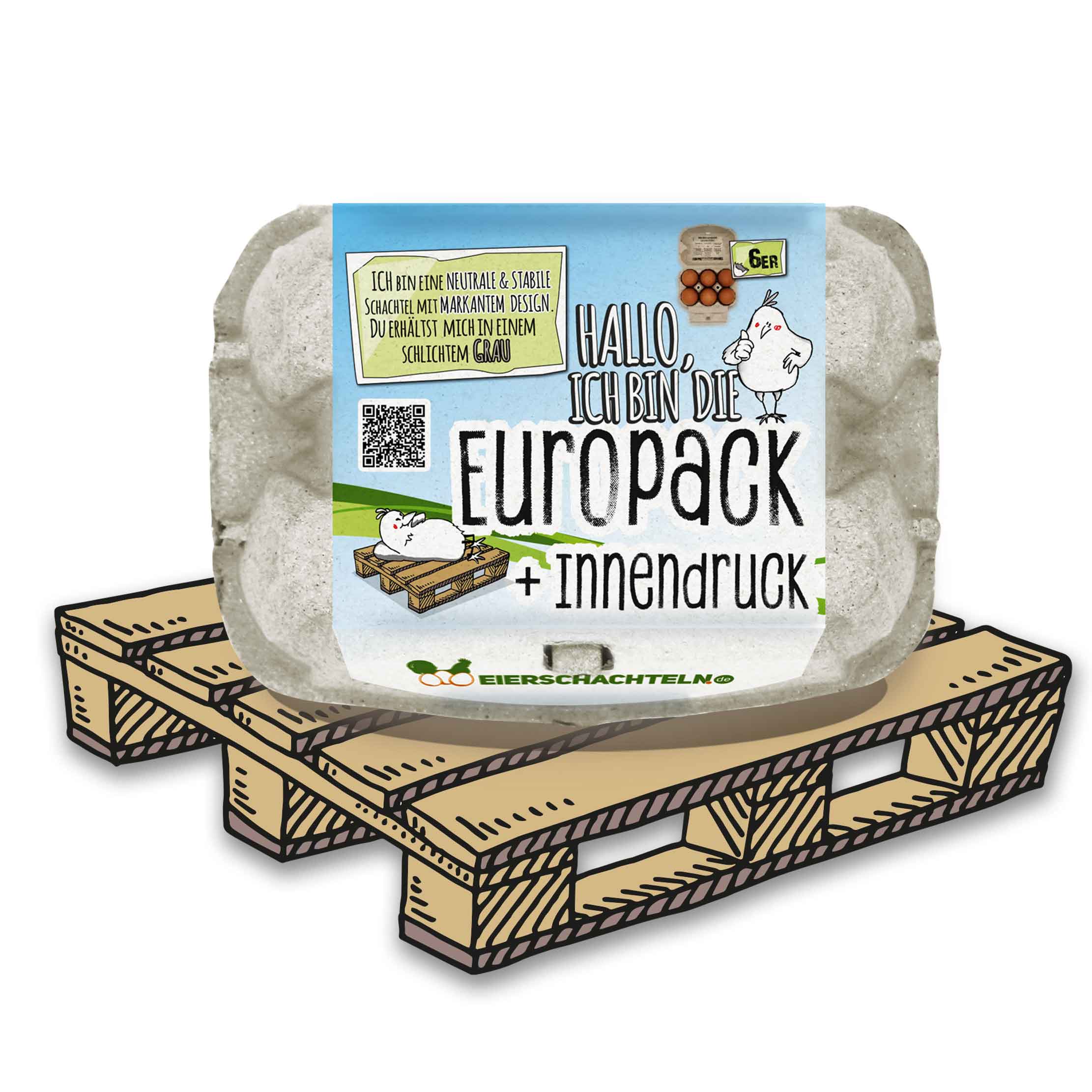 6er EuroPack (Palette) mit Etikett, Etikettengestaltung + Innendruck