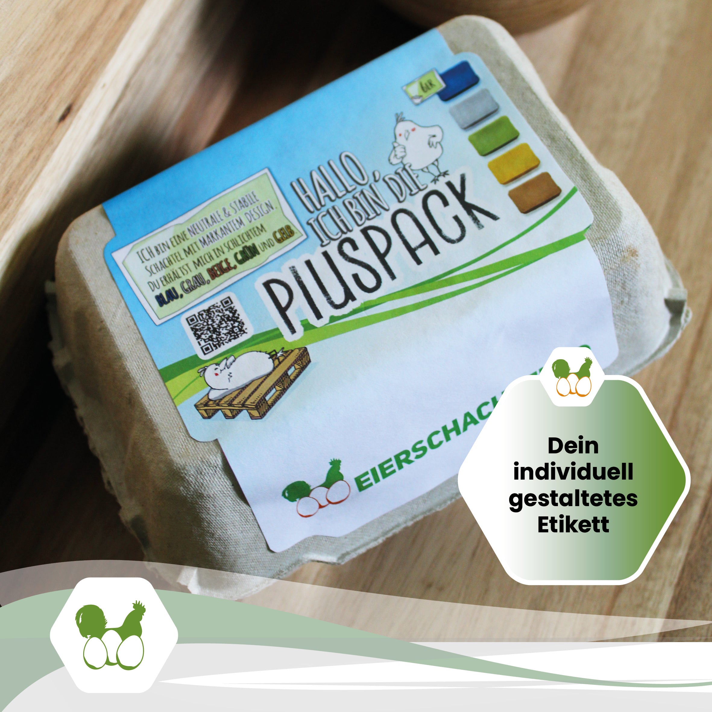 6er PlusPack mit eigenem Etikett, grau "Dein individuell gestaltetes Etikett" 