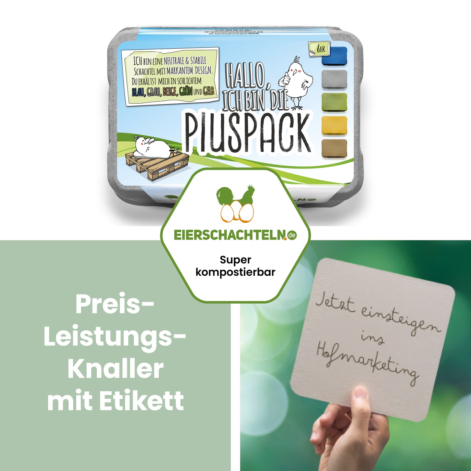 6er PlusPack mit eigenem Etikett, grau "Preis Leistungs-Knaller mit Etikett"