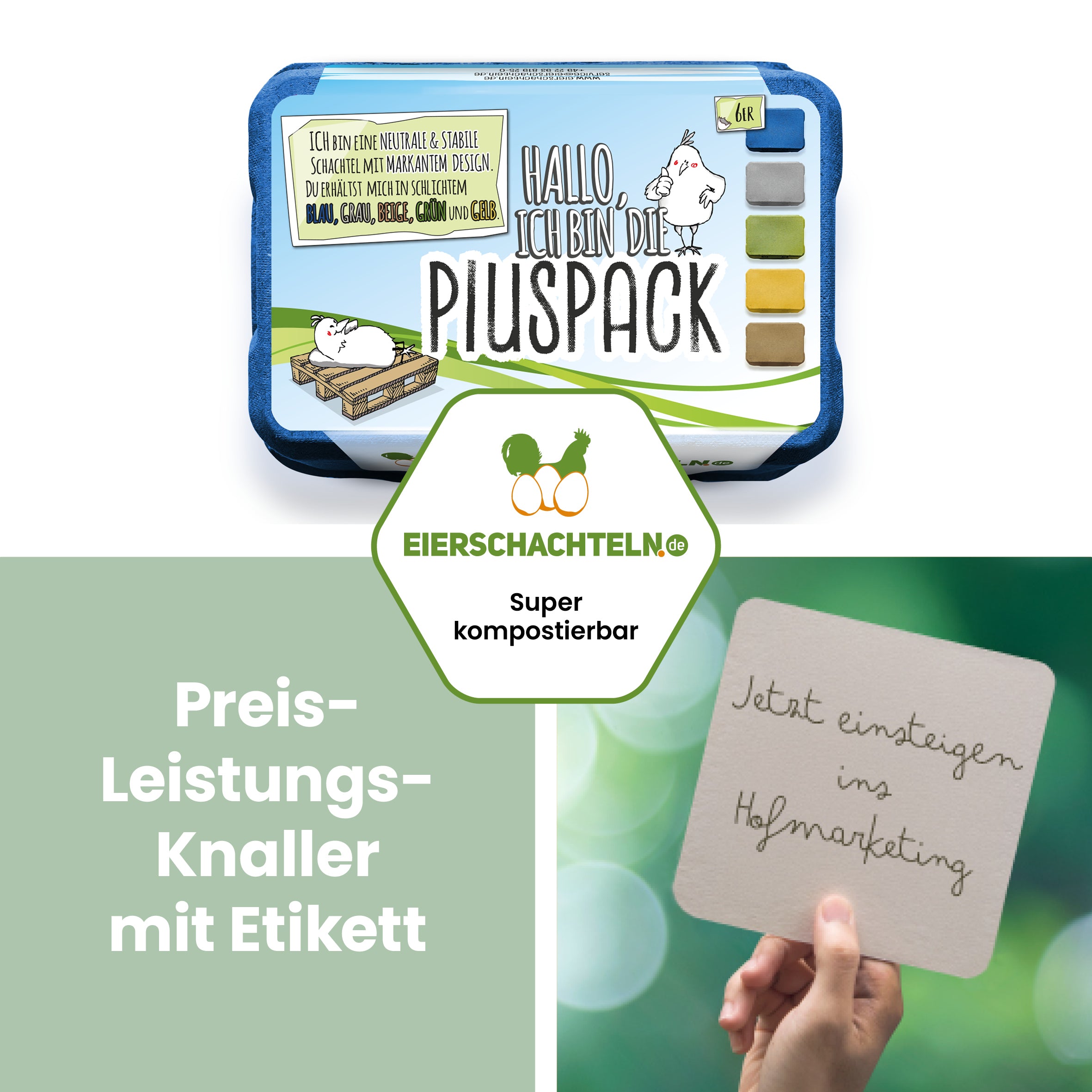 6er PlusPack mit eigenem Etikett, blau "Preis Leistungs-Knaller mit Etikett"