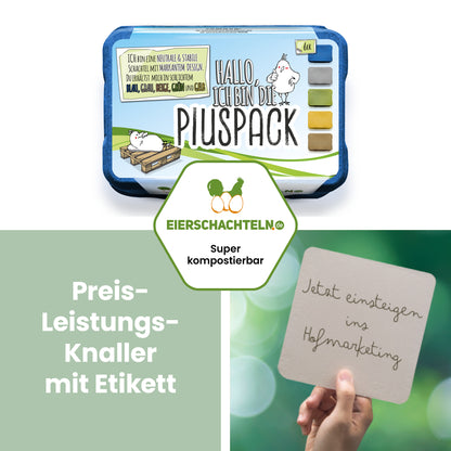 6er PlusPack mit eigenem Etikett, blau "Preis Leistungs-Knaller mit Etikett"
