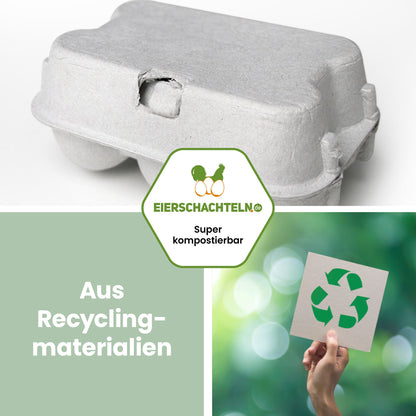 6er Wachteleierschachteln aus Pappe "Aus Recyclingmaterialien" 