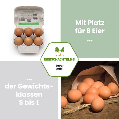 6er ComPac Mobilstalletikett Naturland "Mit Platz für 6 Eier der Gewichtsklassen S bis L"